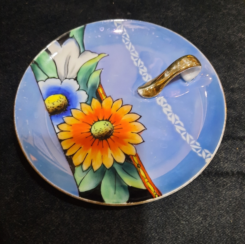 Vtg Noritake small whatnot Lustreware Dish floral transferware with hand…
